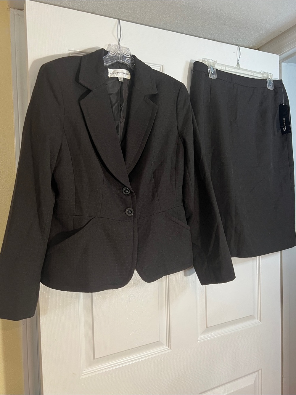 Jones New York Black Two-Button Tailored Blazer with Matching Skirt